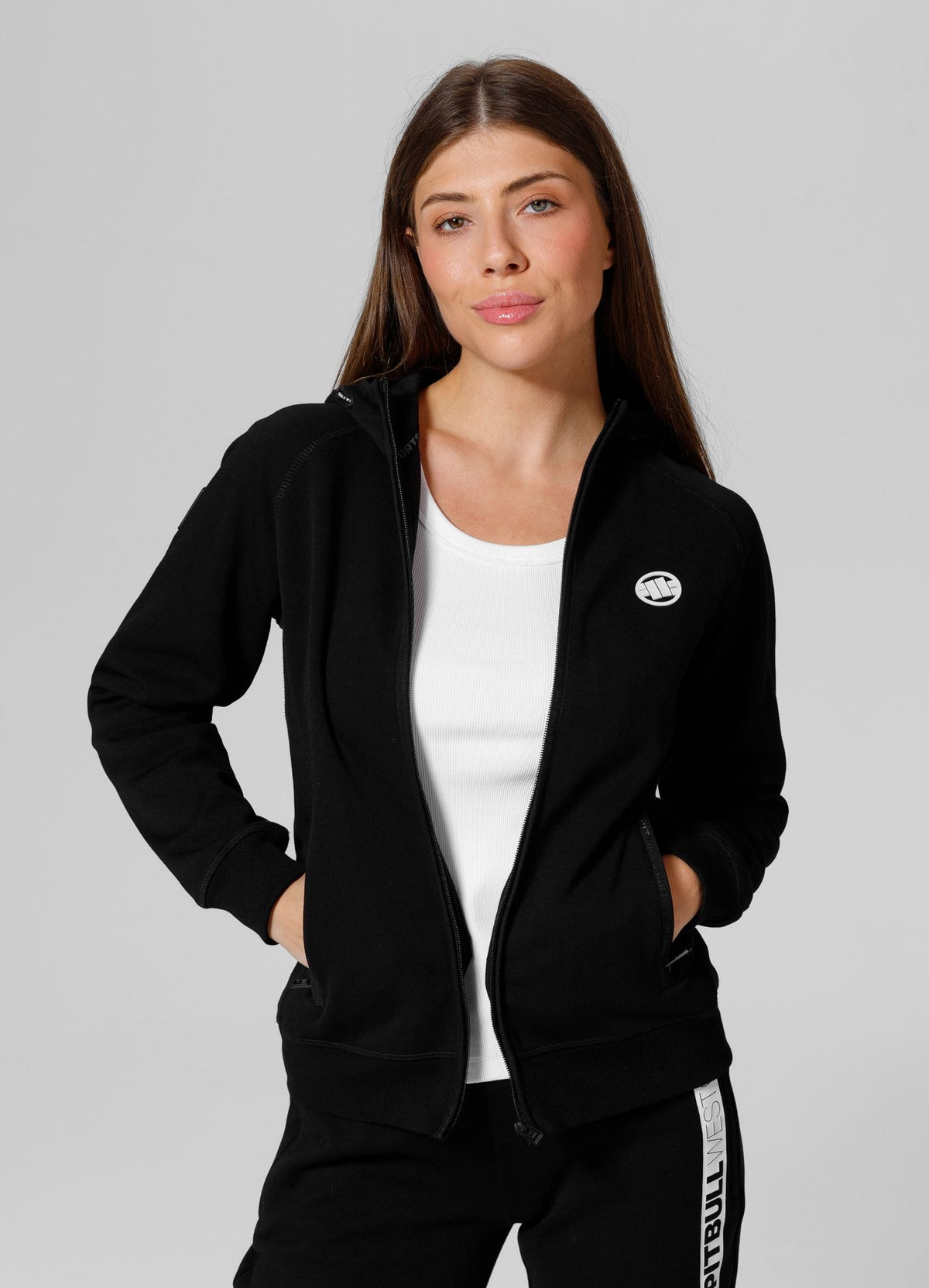 Women&#39;s zip-up hoodie Fuchsia - Black