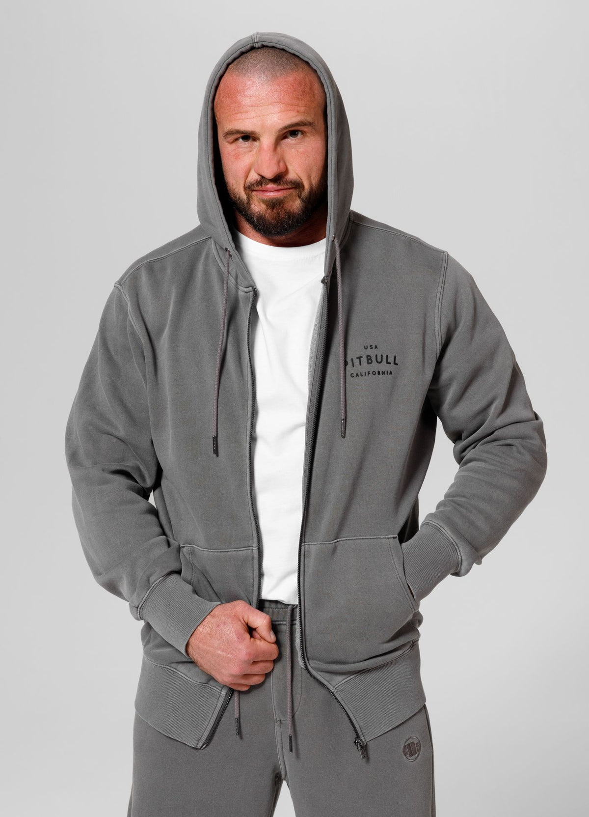 Zip Hoodie Washed Lancaster - Gray