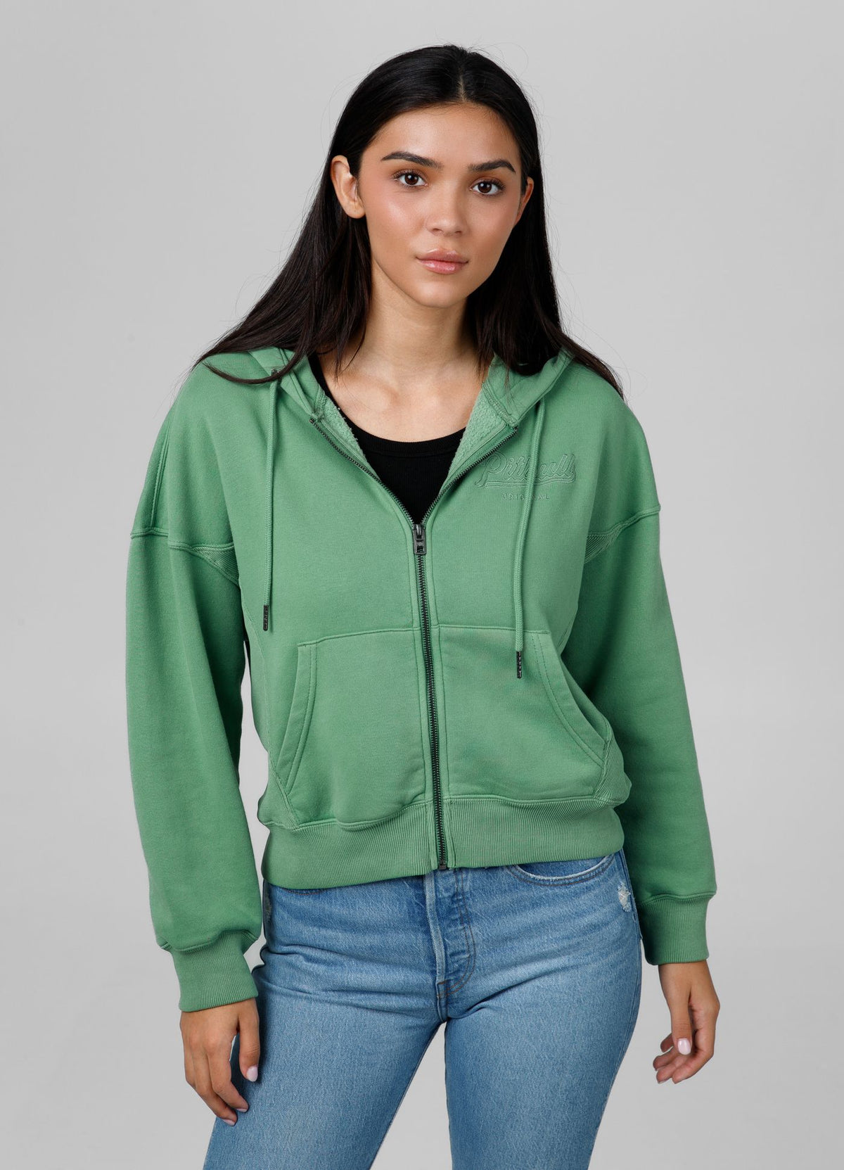Women&#39;s zip-up hoodie Washed Manzanita II - Green