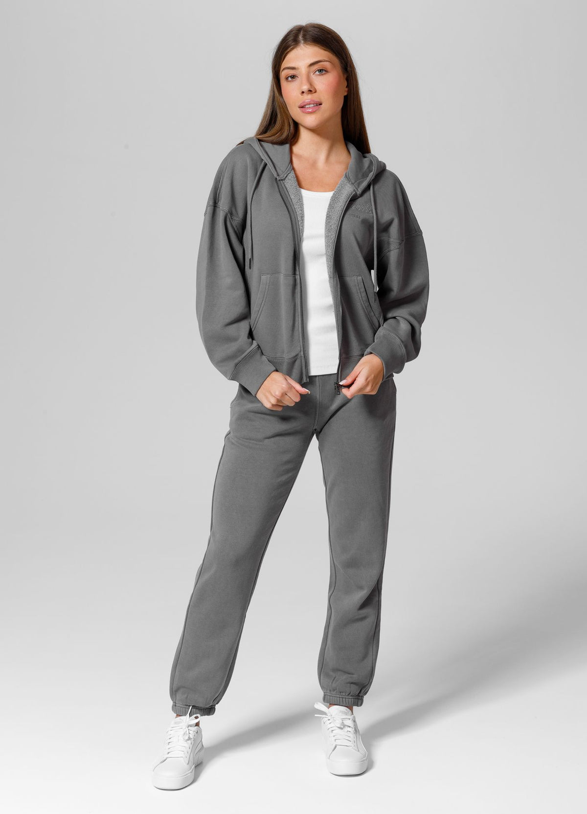 Women&#39;s zip-up hoodie Washed Manzanita II - Grey