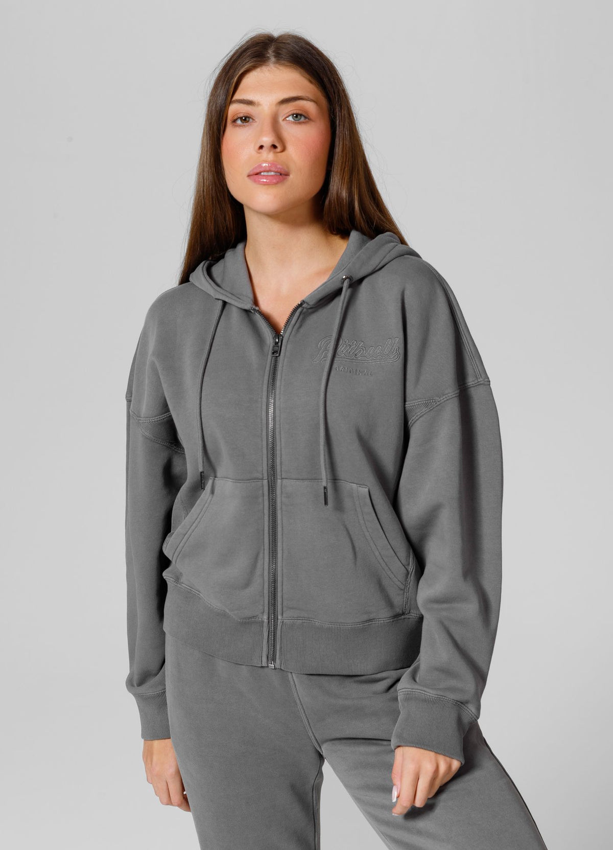 Women&#39;s zip-up hoodie Washed Manzanita II - Grey