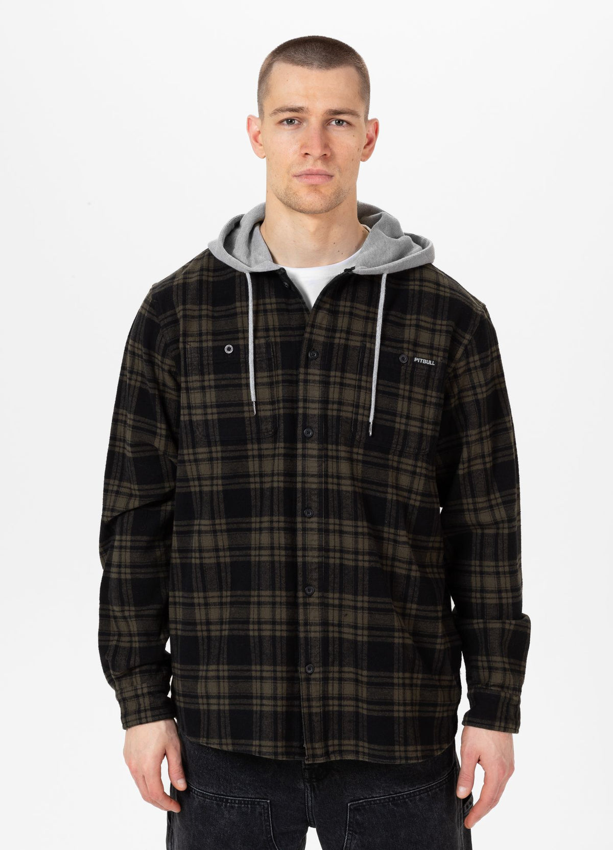 Woodson Hooded Flannel Shirt - Black/Olive
