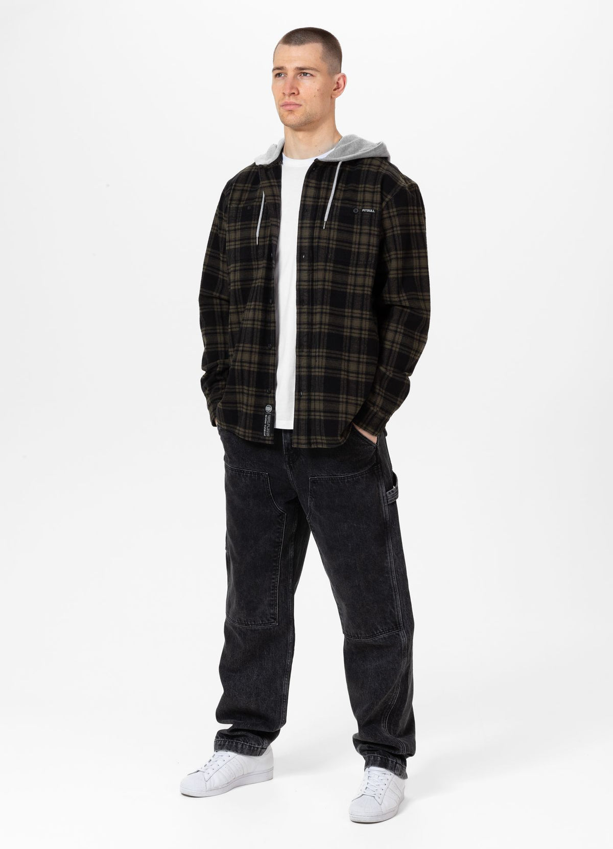 Woodson Hooded Flannel Shirt - Black/Olive