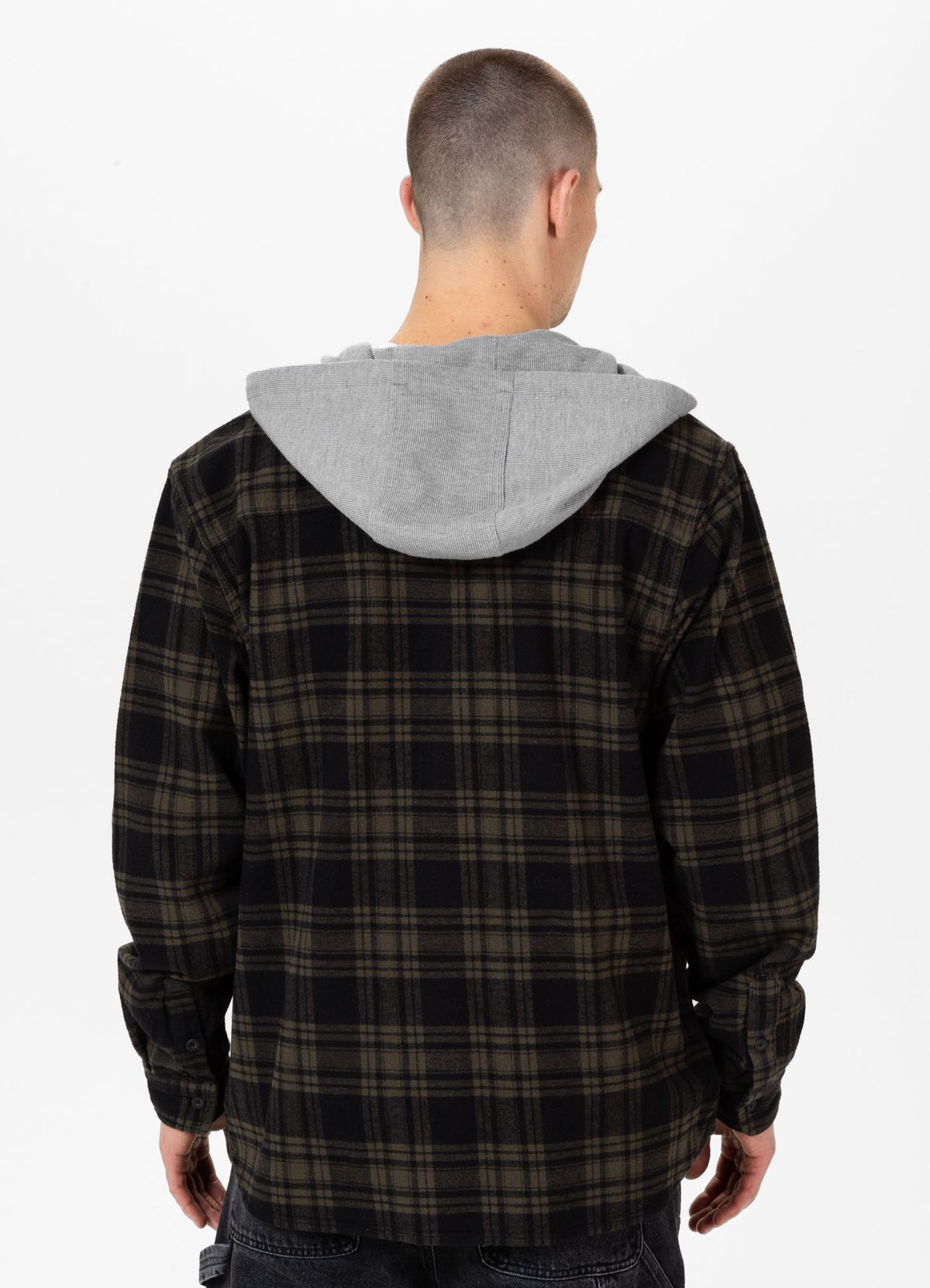 Woodson Hooded Flannel Shirt - Black/Olive