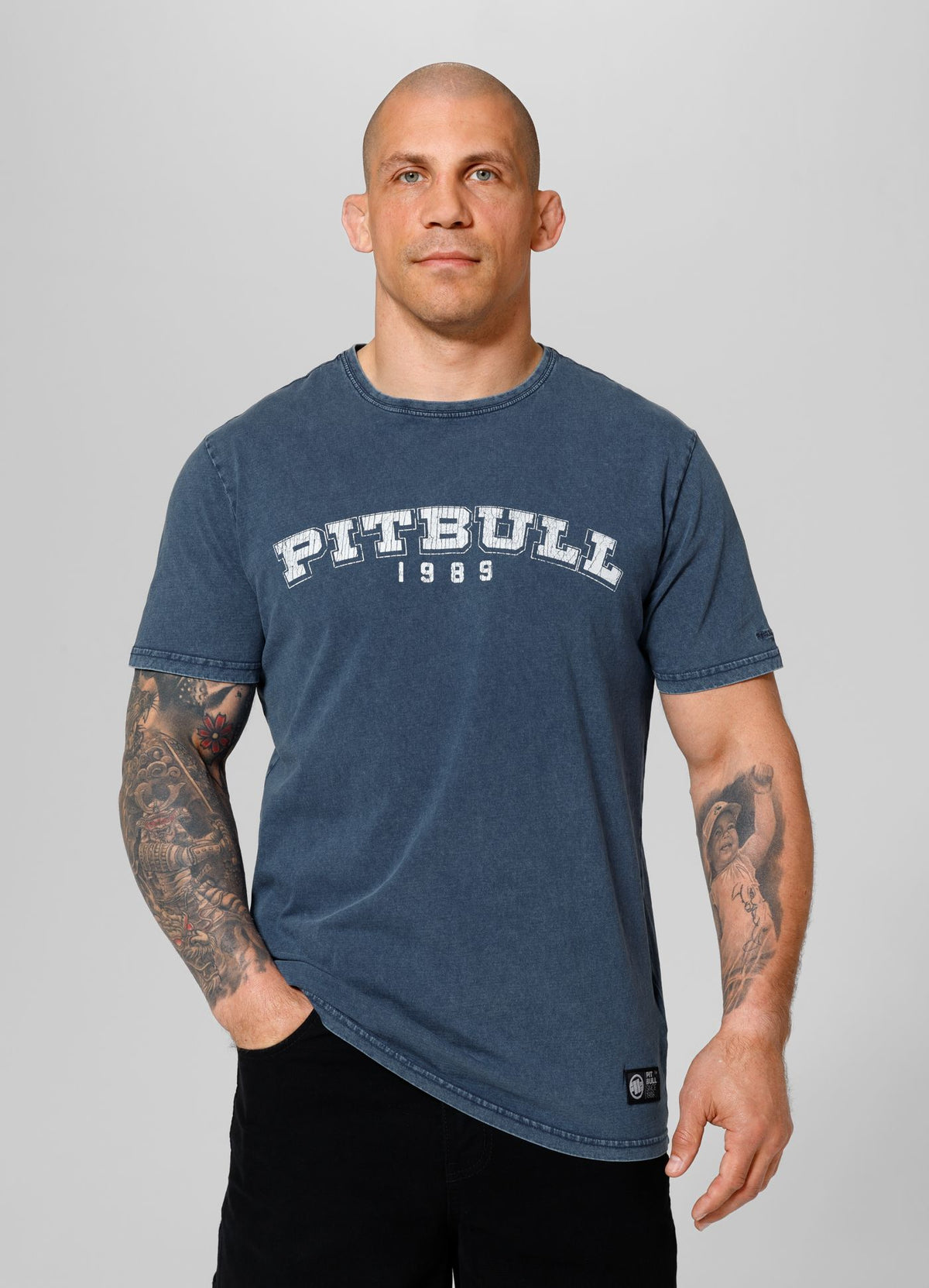 T-Shirt Denim Washed Born in 1989 - Blue
