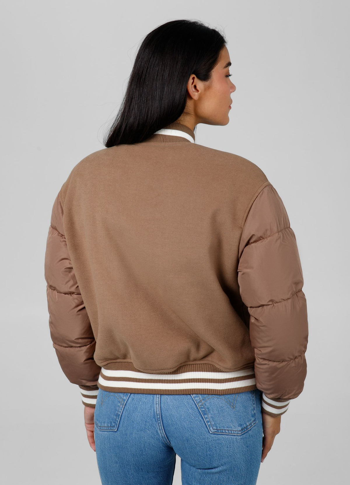 Buena Varsity Jacket - Brown