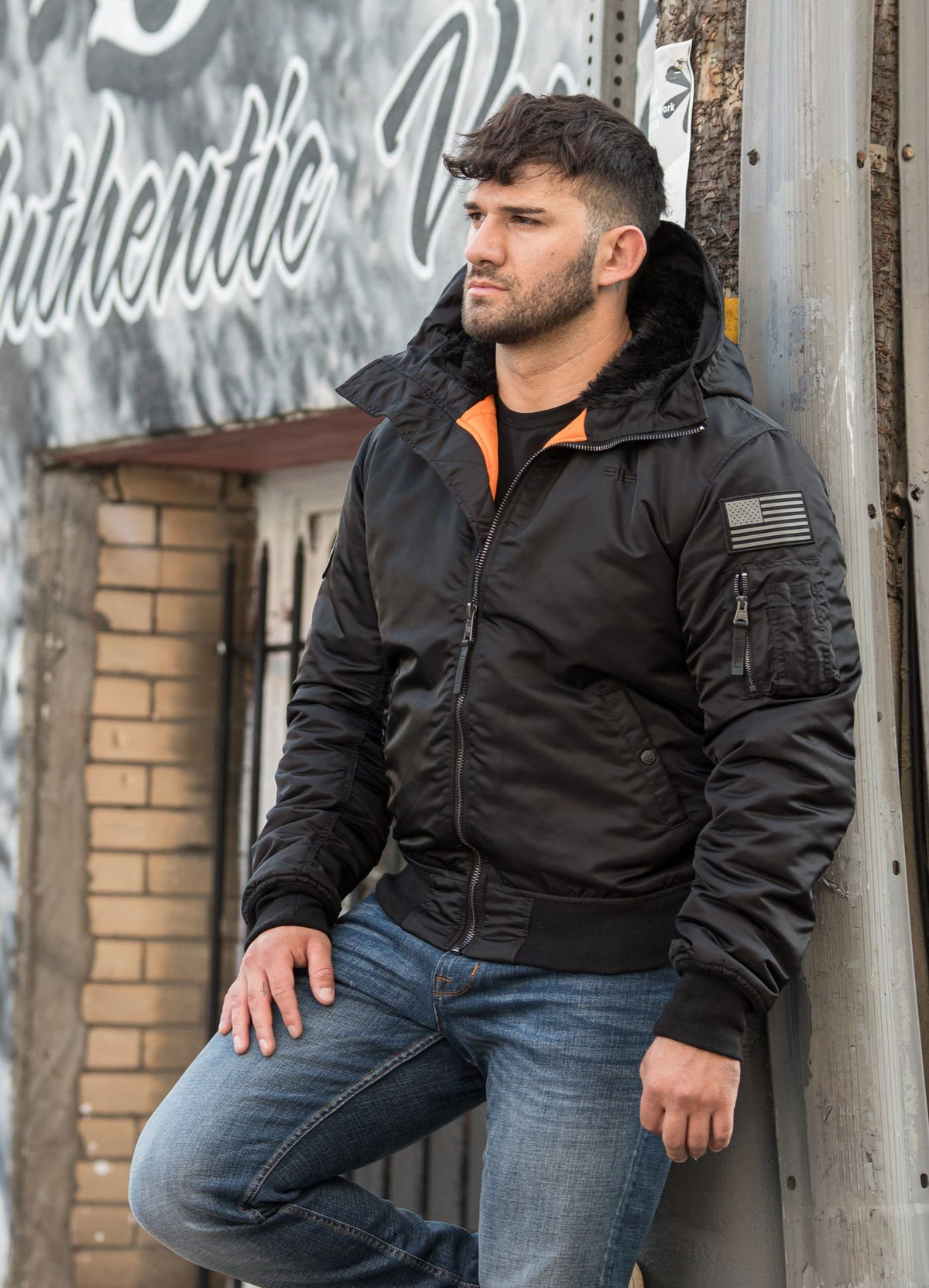 Winter bomber jacket with hood ENCINO