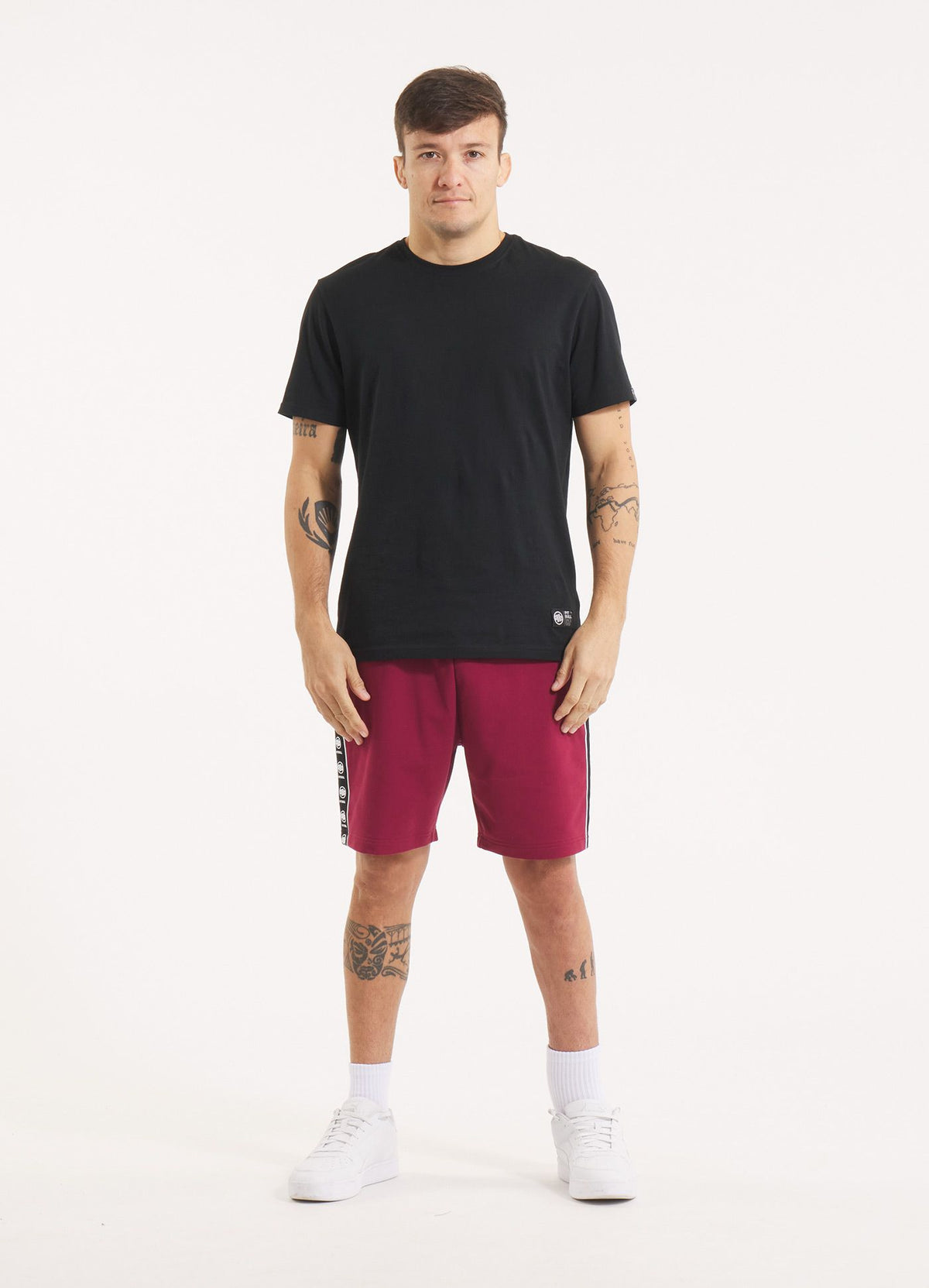 Men&#39;s sweat shorts TAPE NUGGET - Burgundy