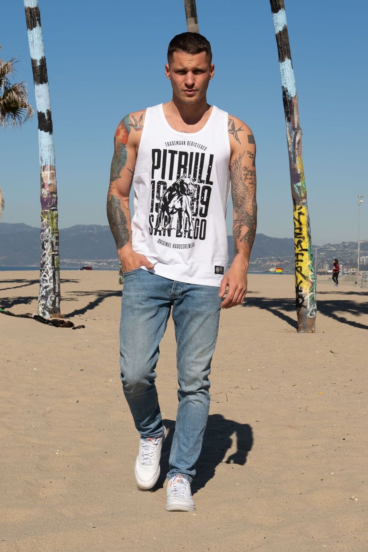 Tank Top Slim Fit San Diego Dog - White
