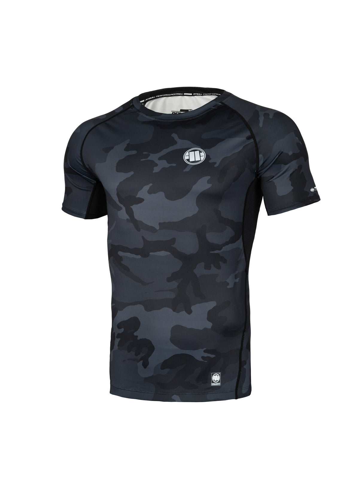 SMALL LOGO Fitted All Black Camo Rash Guard