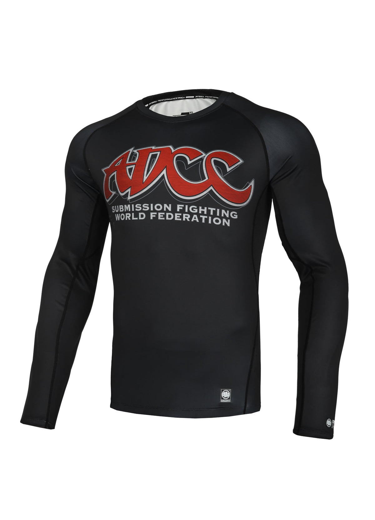 ADCC Fitted Black/Red Long Sleeve Rash Guard