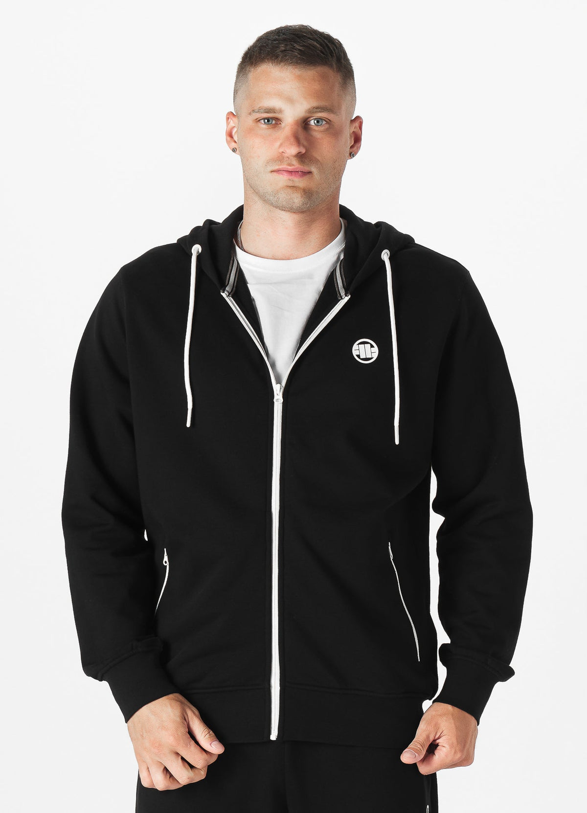 TERRY NEW LOGO Black Zip Hoodie.